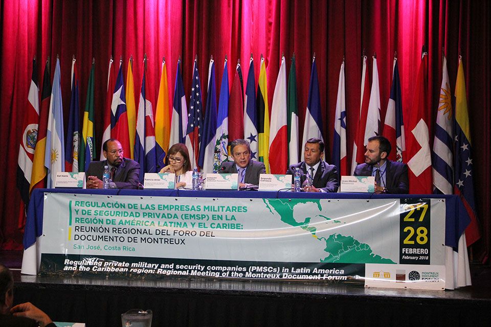 Reunión regional en San José, Costa Rica. (De izquierda a derecha: Earl Harris, Patricia Arias, Embassador Christian Guillermet-Fernandez, Segundo Carrasco, Jean-Michel Rousseau)