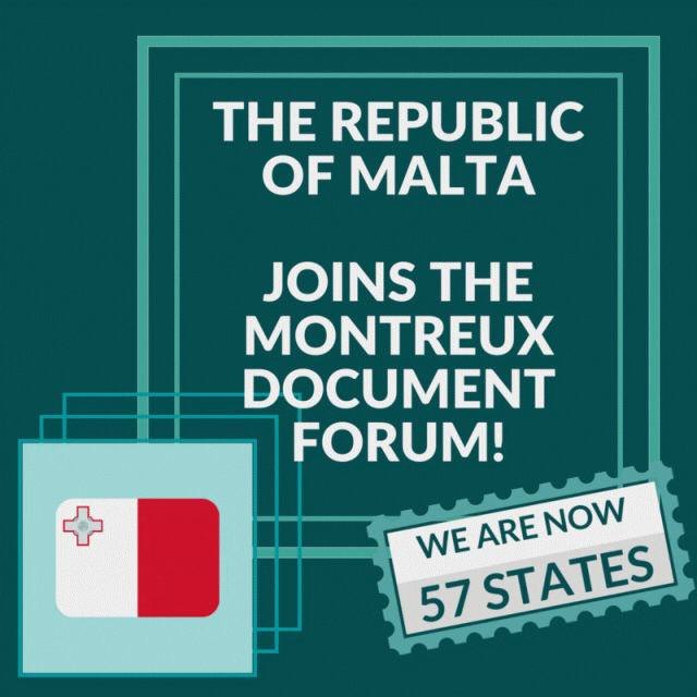 La República de Malta se une al Foro del Documento de Montreux.